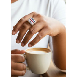 Anel de Prata ku bandeira de cabo verde