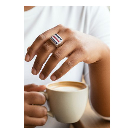 Anel de Prata ku bandeira de cabo verde