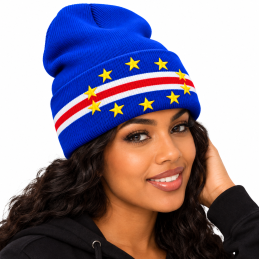 Cabo Verde Flag Knit Beanie – Blue