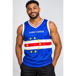 Cabo Verde Flag Basketball Jersey – Blue