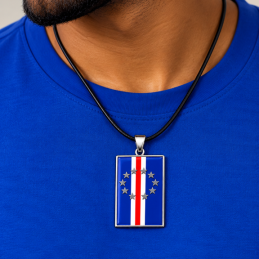 Cabo Verde Flag Pendant Necklace