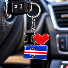 I Love Cabo Verde Flag Keychain