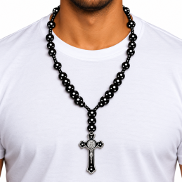 Conta D’Odjo – Black Beaded Cross Necklace