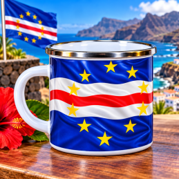 Cabo Verde Flag Enamel Coffee Mug – Cape Verde Souvenir